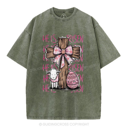He Is Risen Christian Washed T-Shirt