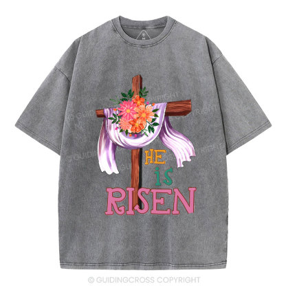 He Is Risen Christian Washed T-Shirt