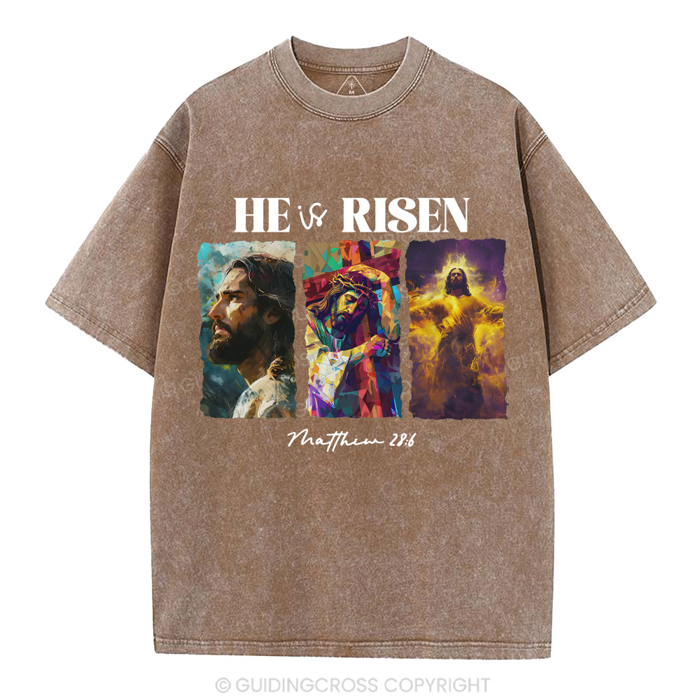 He Is Risen Christian Washed T-Shirt