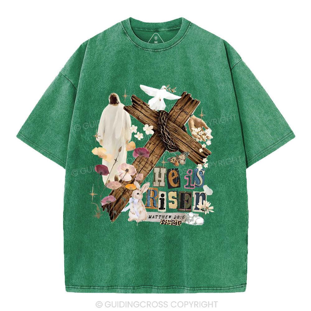 He Is Risen Christian Washed T-Shirt