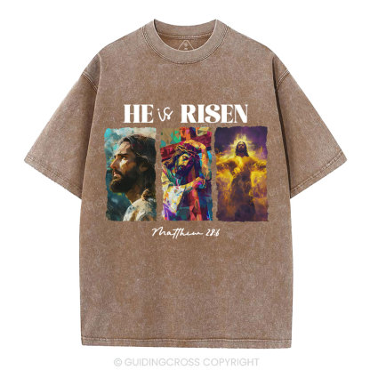 He Is Risen Christian Washed T-Shirt