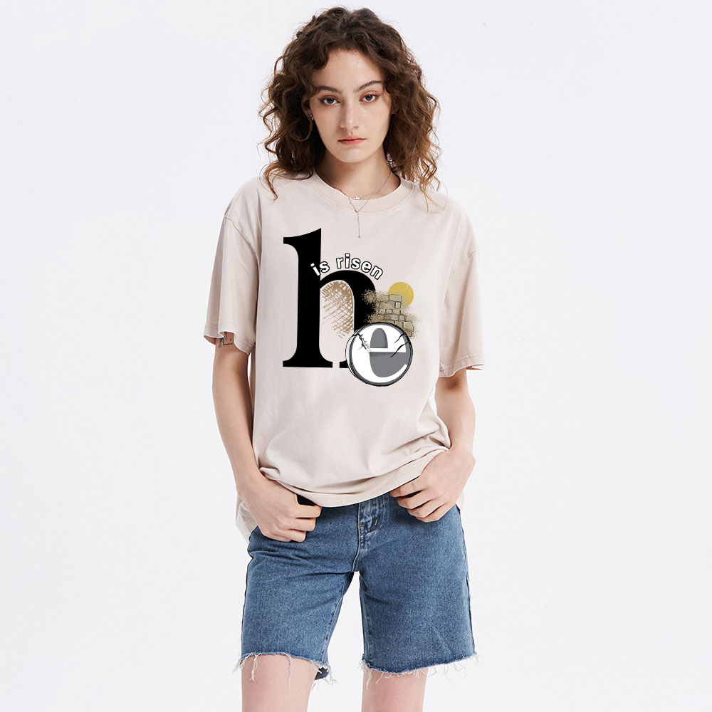 He Is Risen Christian Washed T-Shirt