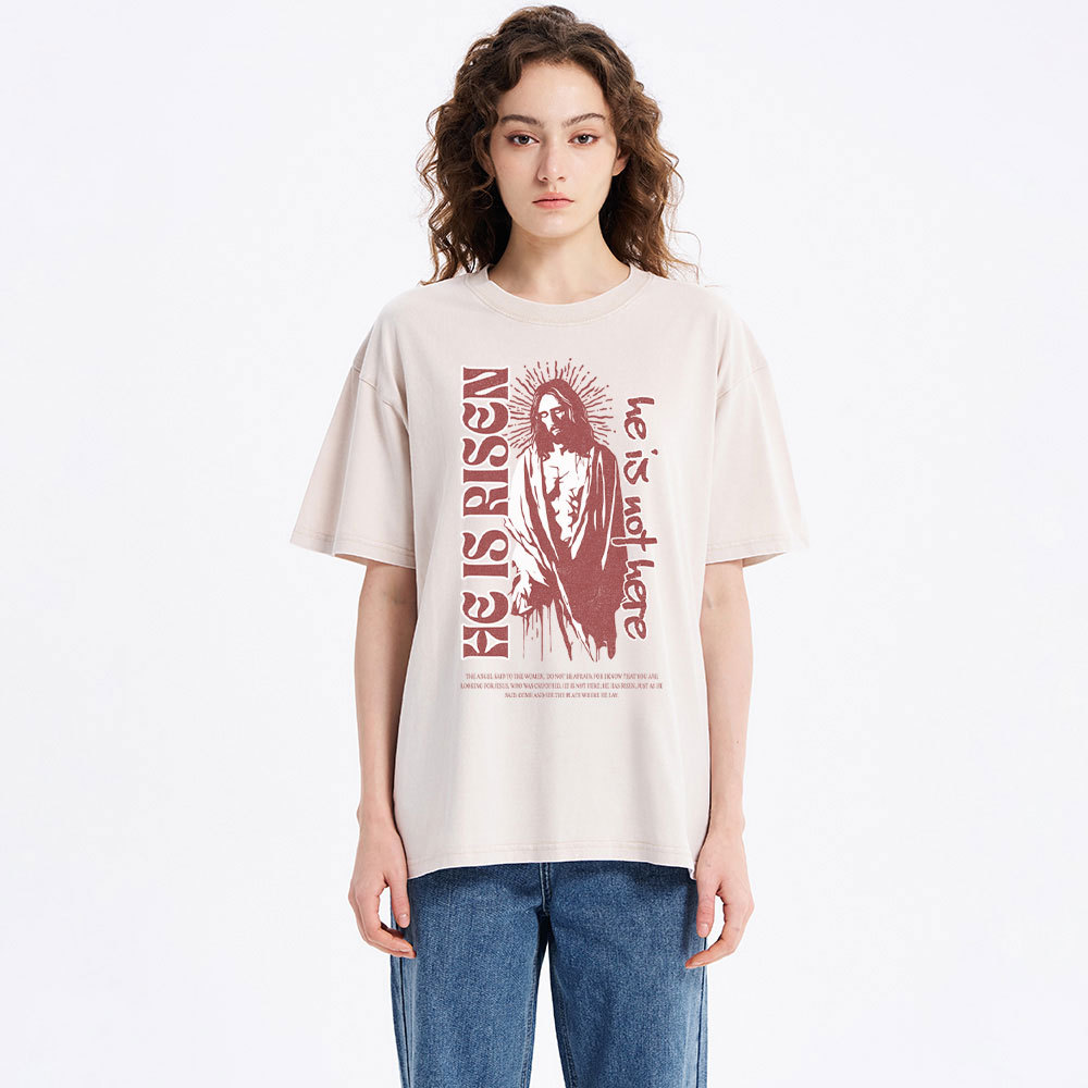 He Is Risen Christian Washed T-Shirt