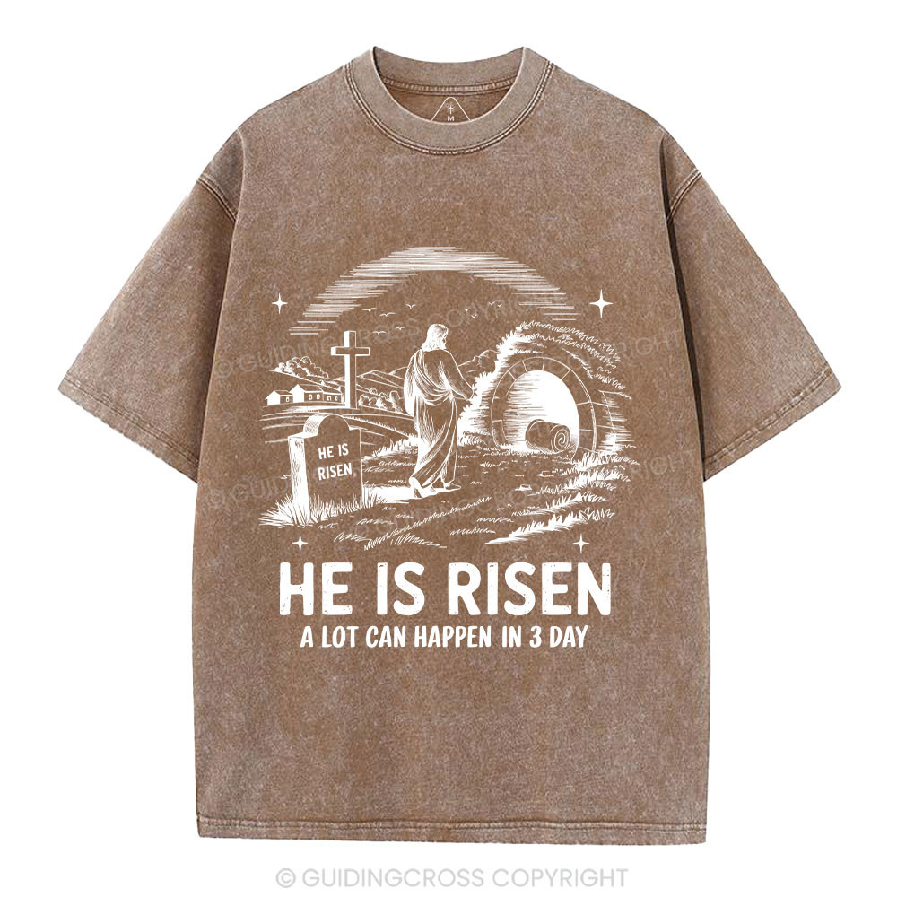 He Is Risen Christian Washed T-Shirt