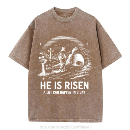 He Is Risen Christian Washed T-Shirt