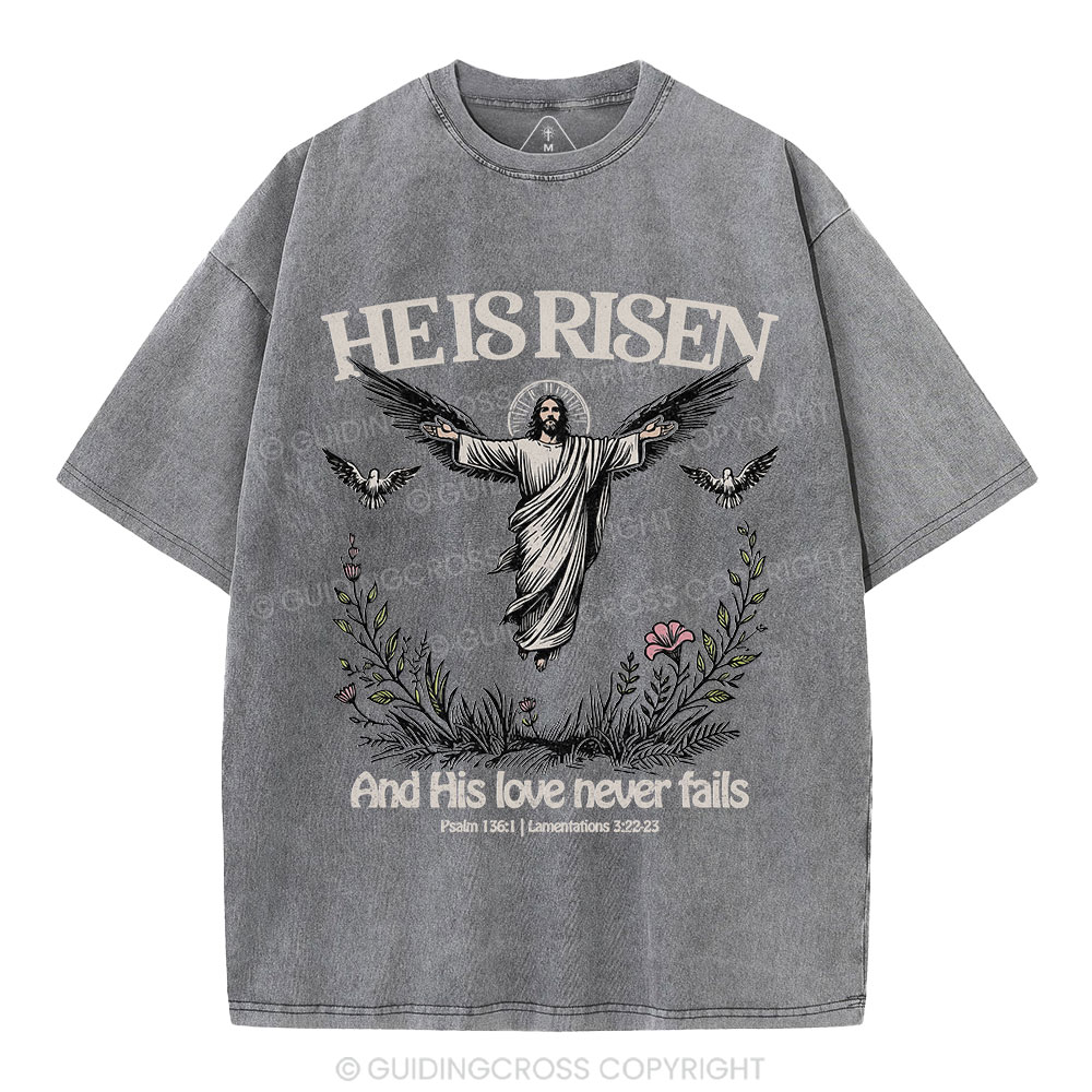 He Is Risen Christian Washed T-Shirt
