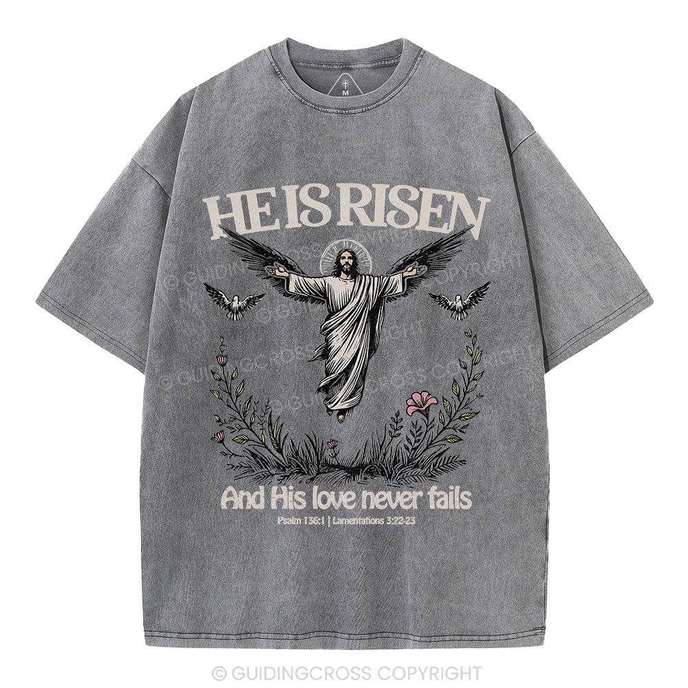 He Is Risen Christian Washed T-Shirt