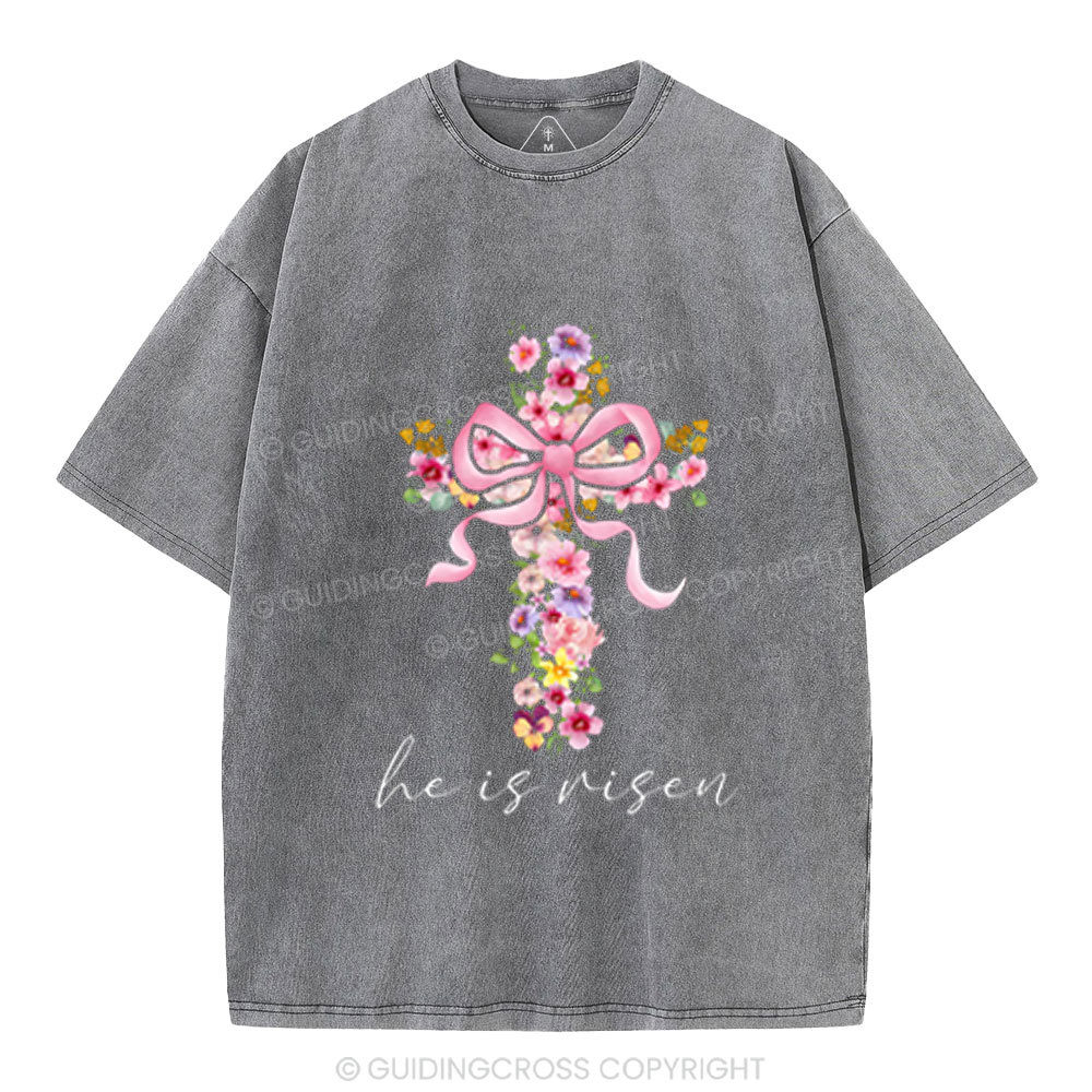 He Is Risen Christian Washed T-Shirt