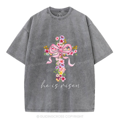 He Is Risen Christian Washed T-Shirt