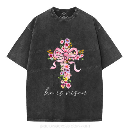 He Is Risen Christian Washed T-Shirt