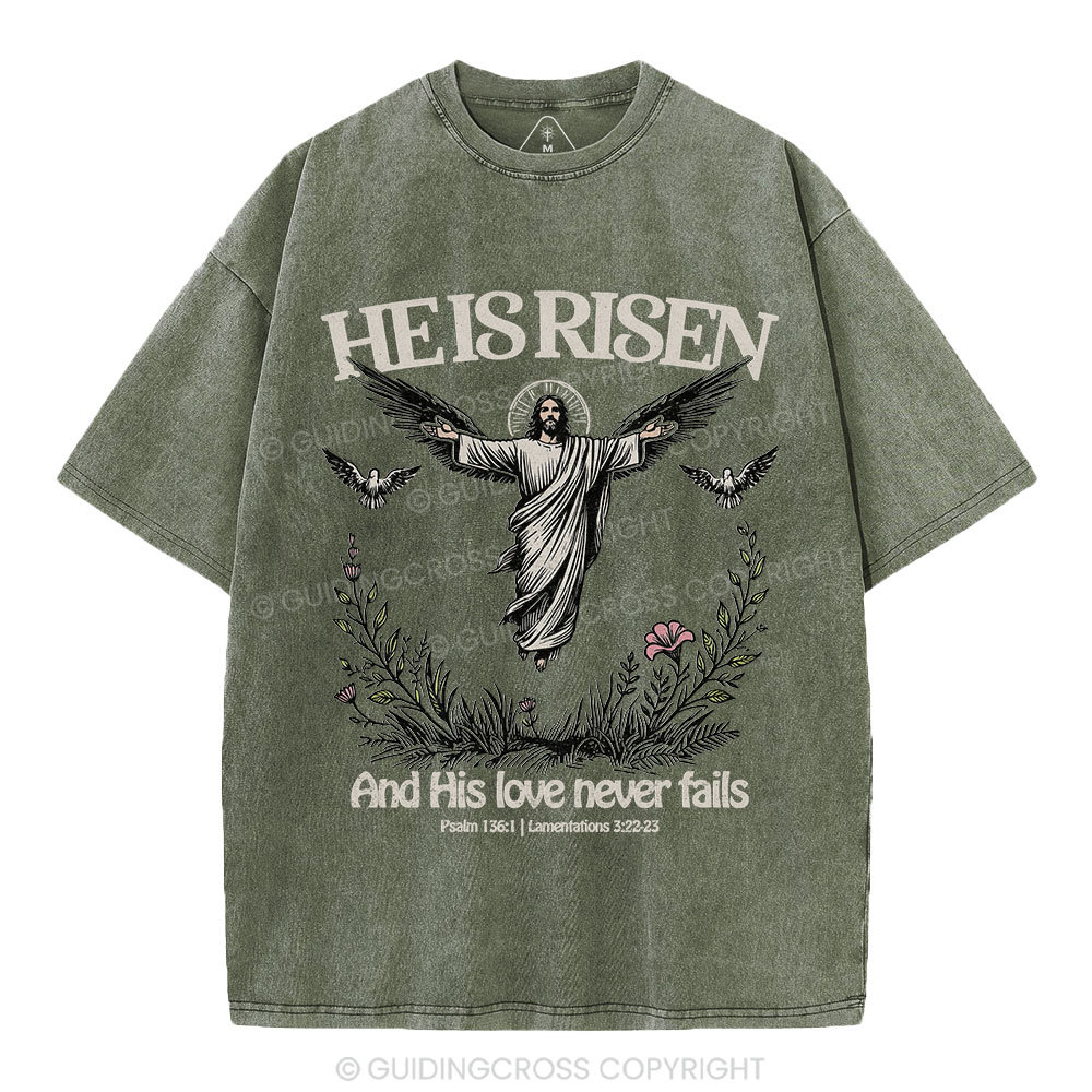 He Is Risen Christian Washed T-Shirt
