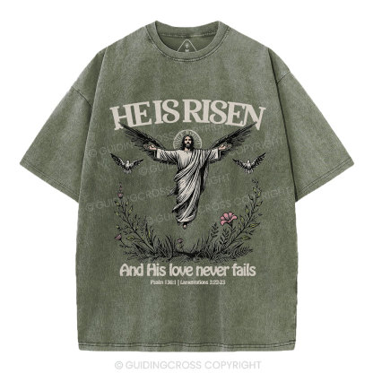 He Is Risen Christian Washed T-Shirt