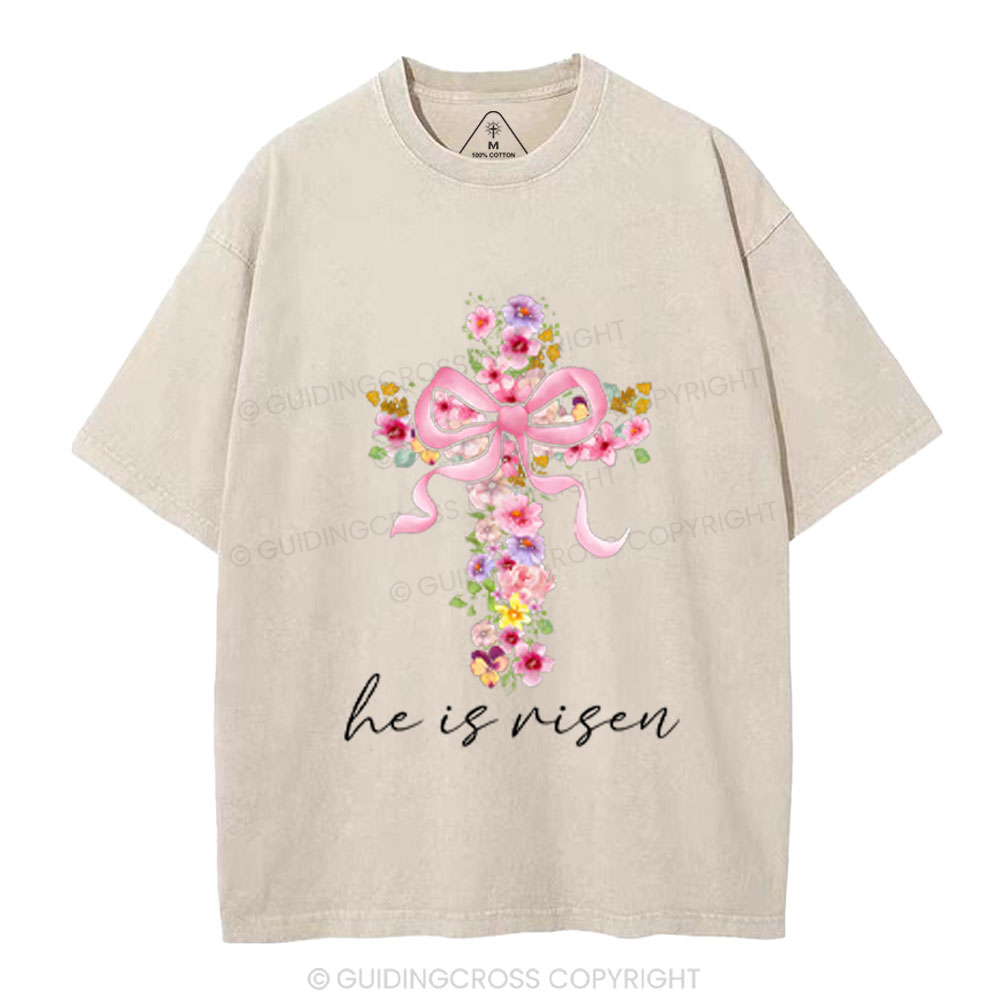He Is Risen Christian Washed T-Shirt