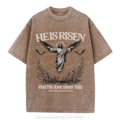 He Is Risen Christian Washed T-Shirt