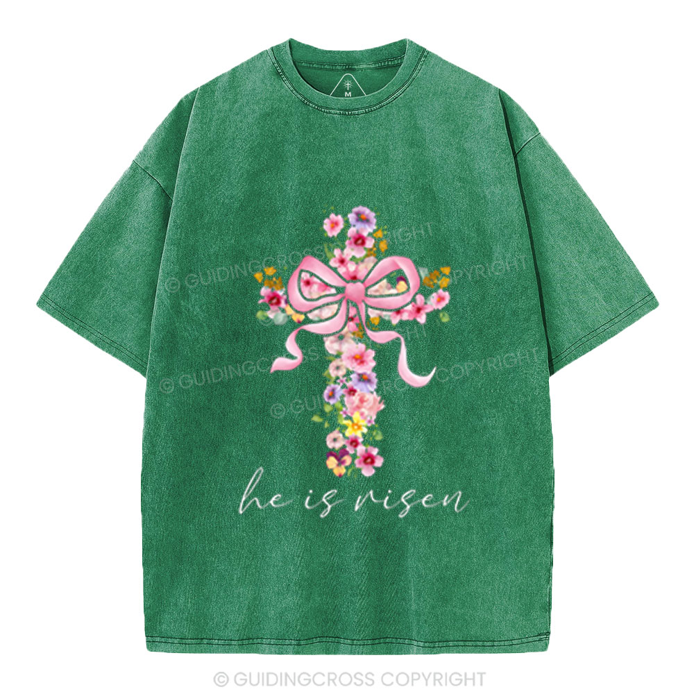 He Is Risen Christian Washed T-Shirt