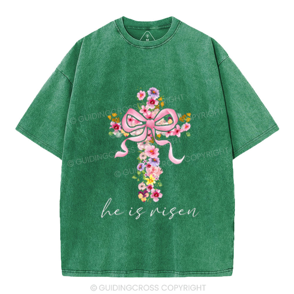 He Is Risen Christian Washed T-Shirt