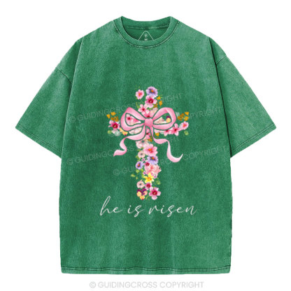 He Is Risen Christian Washed T-Shirt