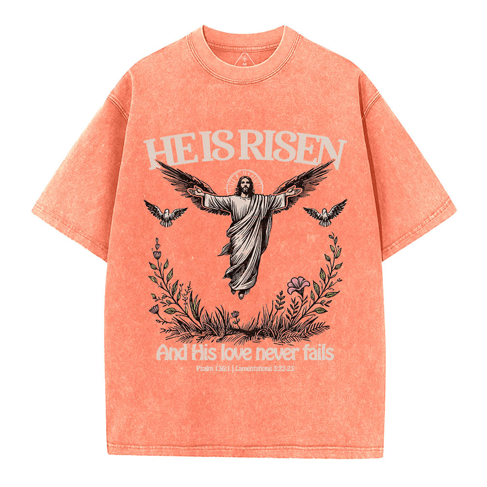 He Is Risen Christian Washed T-Shirt