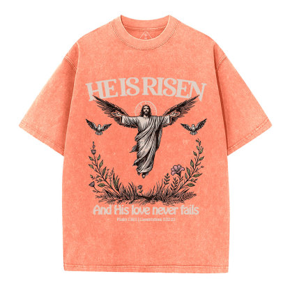 He Is Risen Christian Washed T-Shirt