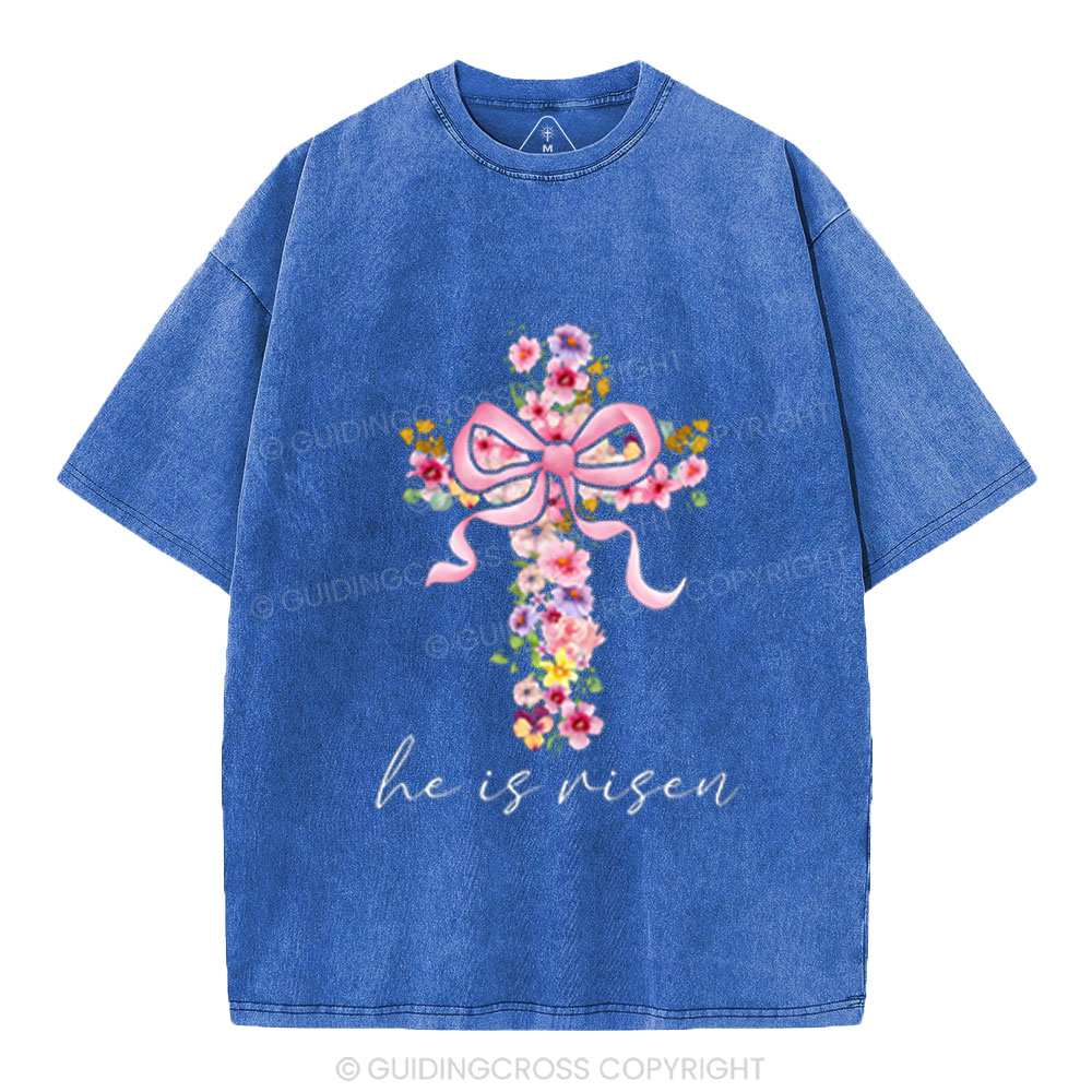 He Is Risen Christian Washed T-Shirt