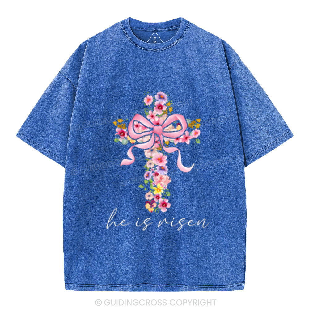 He Is Risen Christian Washed T-Shirt