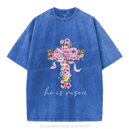 He Is Risen Christian Washed T-Shirt