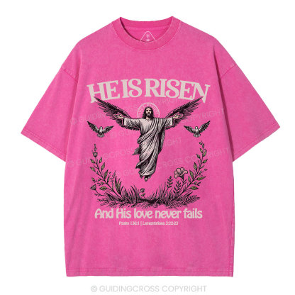 He Is Risen Christian Washed T-Shirt