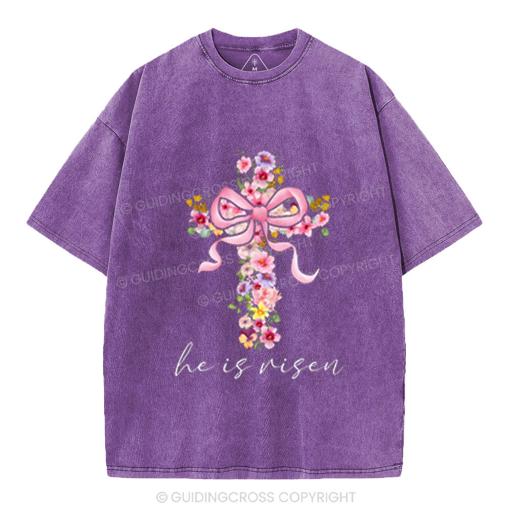 He Is Risen Christian Washed T-Shirt