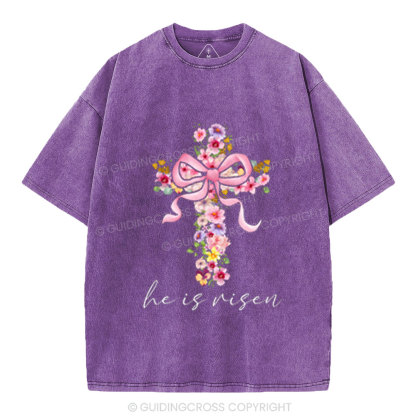 He Is Risen Christian Washed T-Shirt