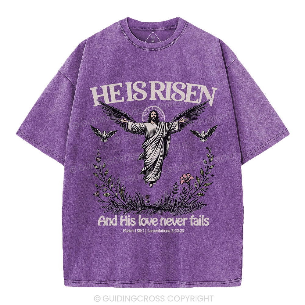 He Is Risen Christian Washed T-Shirt