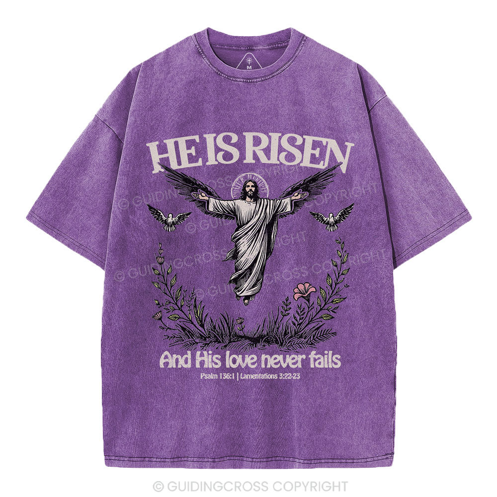 He Is Risen Christian Washed T-Shirt