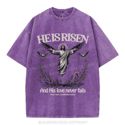 He Is Risen Christian Washed T-Shirt