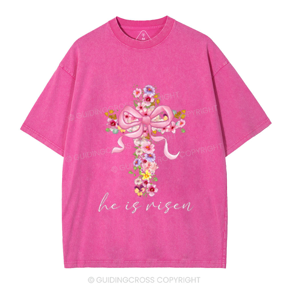 He Is Risen Christian Washed T-Shirt