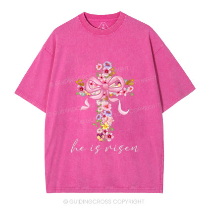 He Is Risen Christian Washed T-Shirt