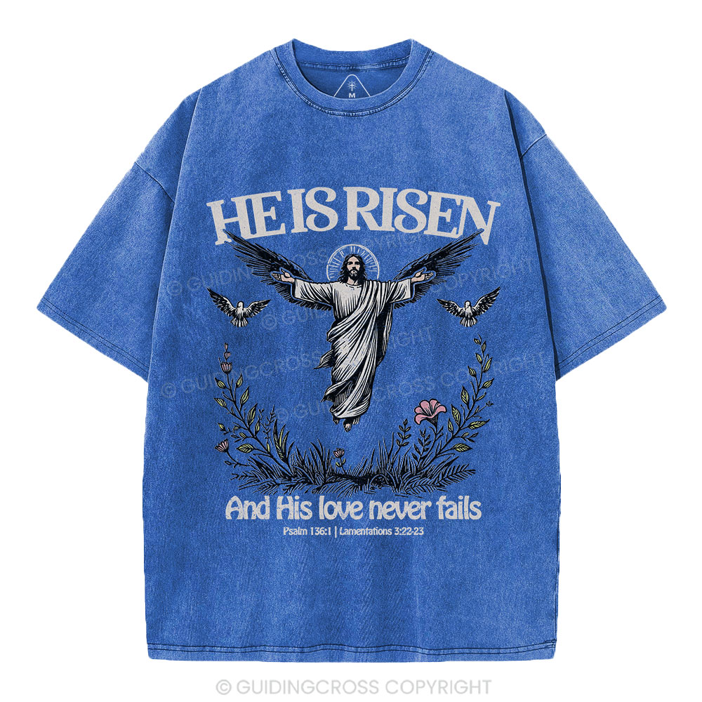 He Is Risen Christian Washed T-Shirt