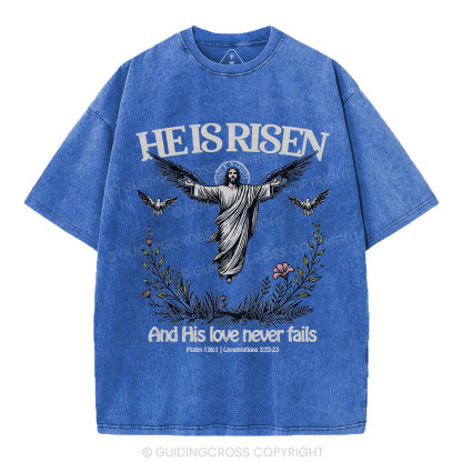 He Is Risen Christian Washed T-Shirt