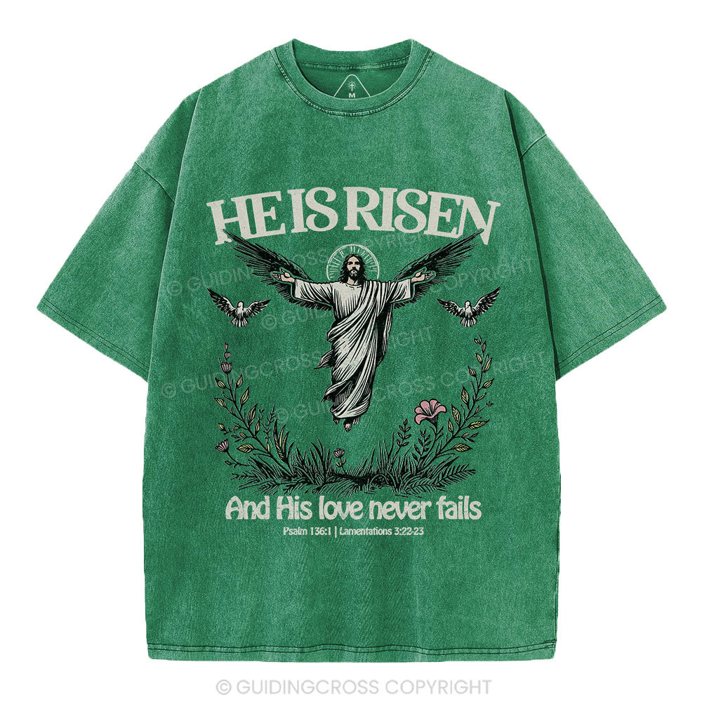 He Is Risen Christian Washed T-Shirt