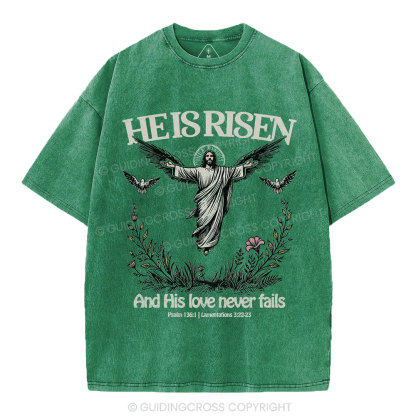 He Is Risen Christian Washed T-Shirt
