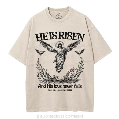 He Is Risen Christian Washed T-Shirt