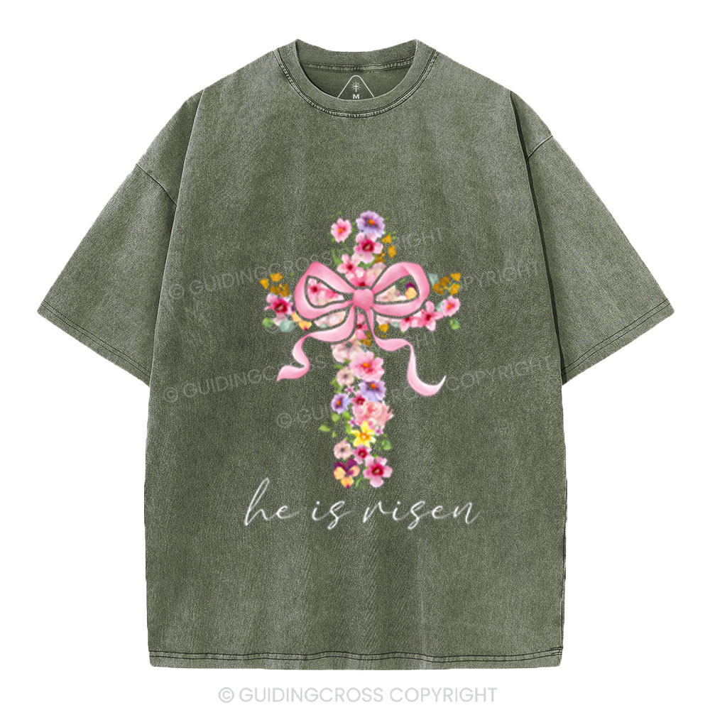 He Is Risen Christian Washed T-Shirt