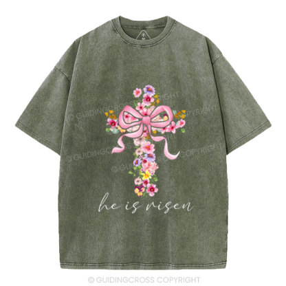 He Is Risen Christian Washed T-Shirt