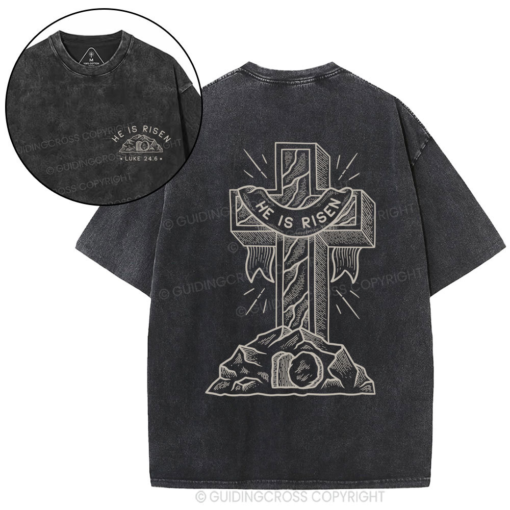 He Is Risen Christian Washed T-Shirt