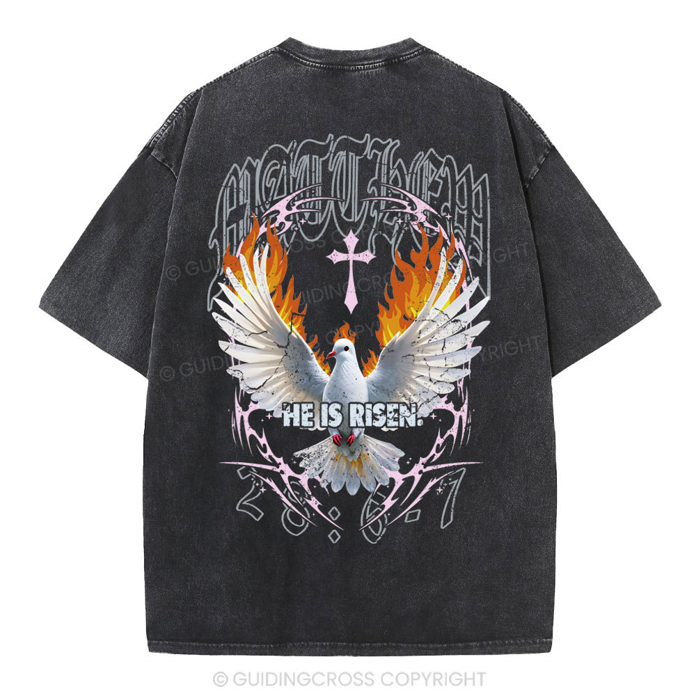 He Is Risen Christian Washed T-Shirt