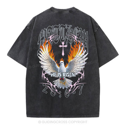 He Is Risen Christian Washed T-Shirt
