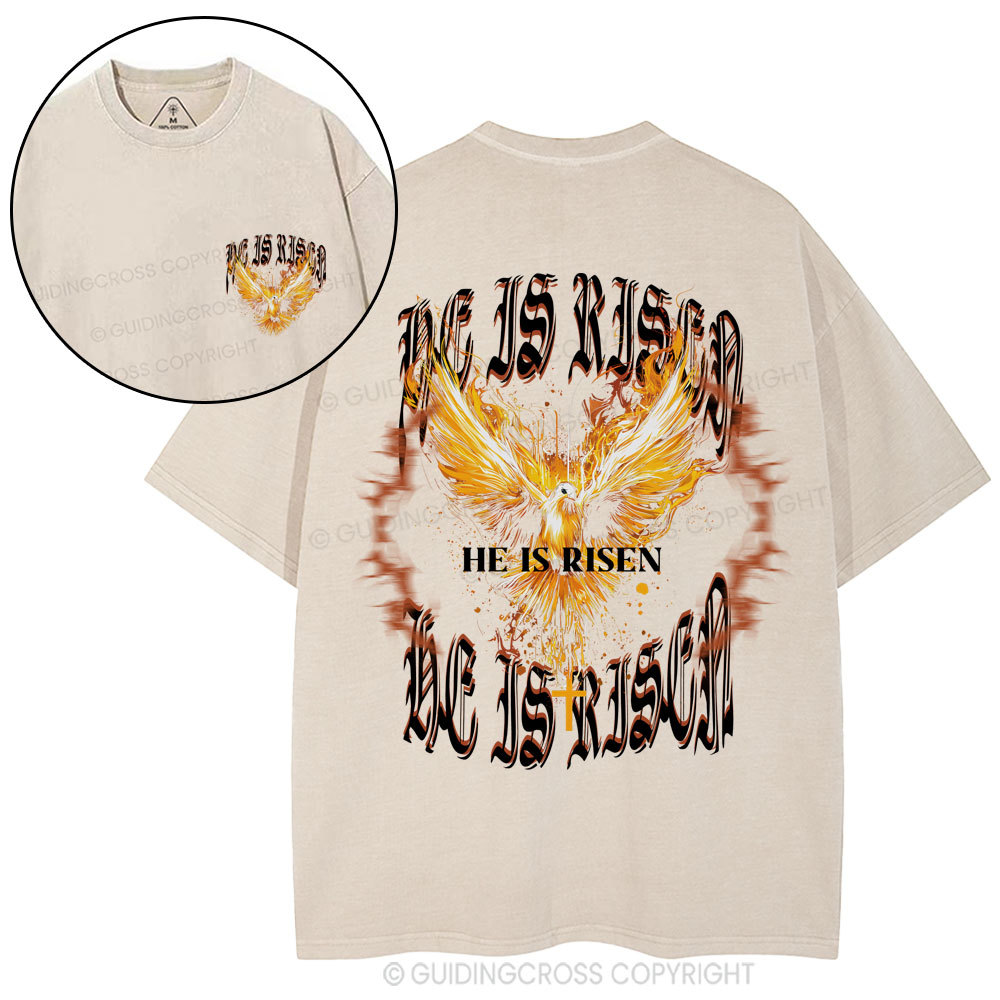 He Is Risen Christian Washed T-Shirt