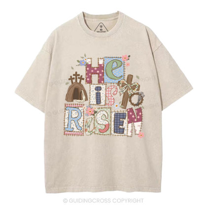 He Is Risen Christian Washed T-Shirt
