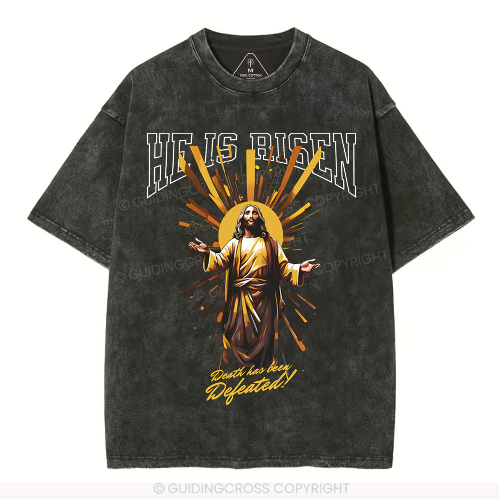 He Is Risen Christian Washed T-Shirt