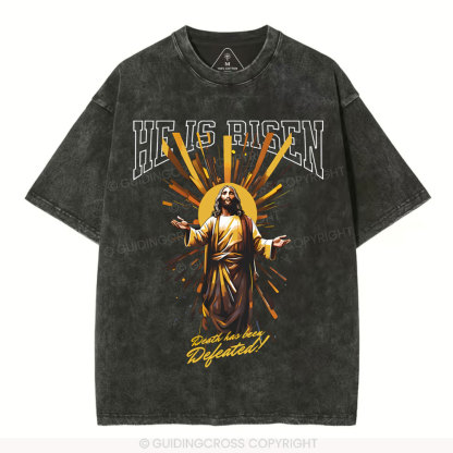 He Is Risen Christian Washed T-Shirt
