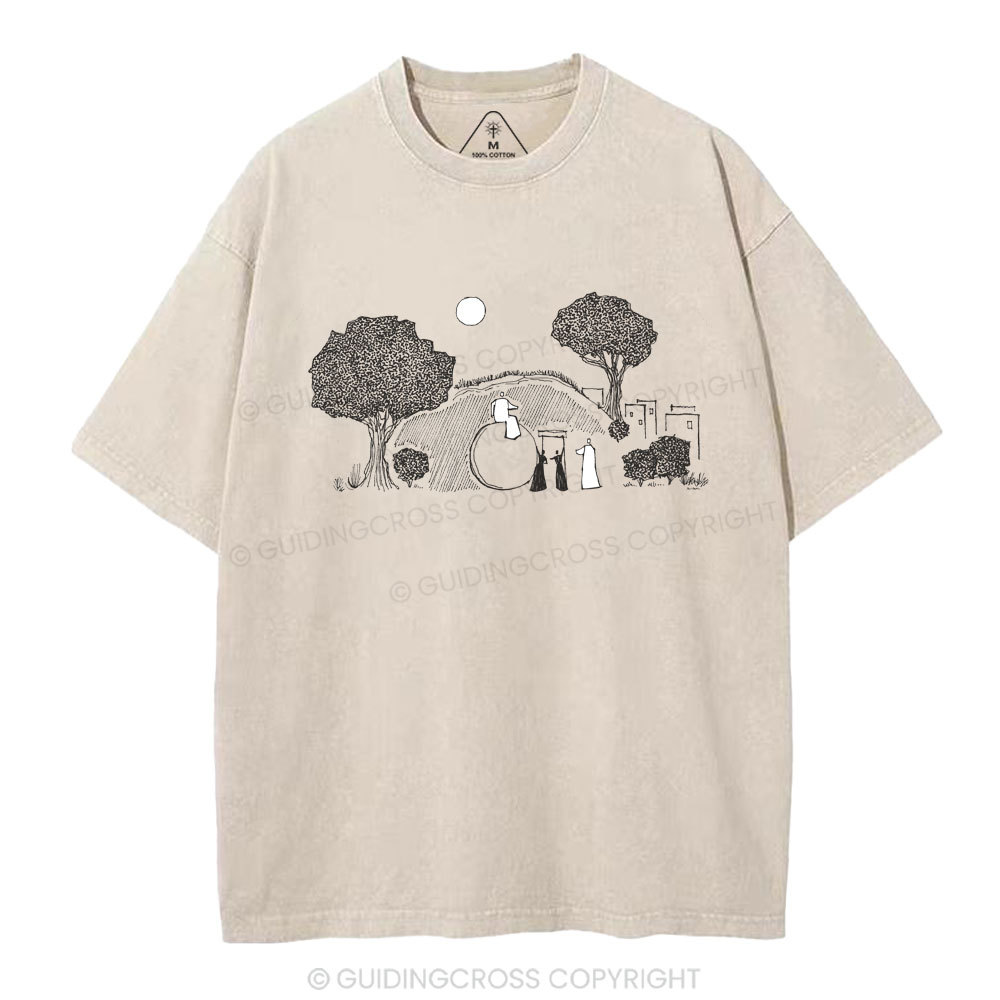 He Is Risen Christian Washed T-Shirt