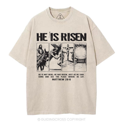 He Is Risen Christian Washed T-Shirt